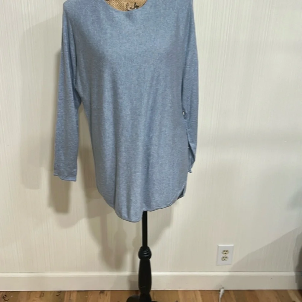 Michael Kors Heather Gray Blue Long Sleeve Sweater Cotton Blend